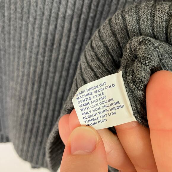 GAP | Vintage Sweater Turtleneck Gray Ribbed Knit Cotton Blend Stretch Womens XL - Picture 5 of 6